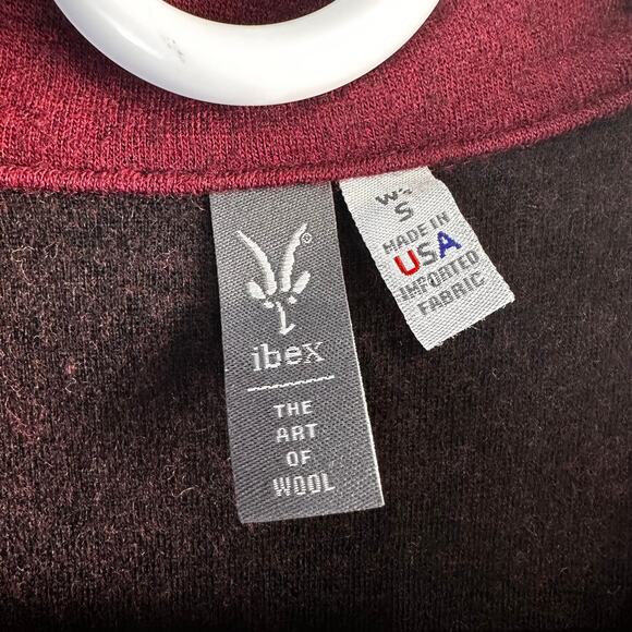 Ibex Reese Cardigan Sweater‎ S Cranberry Red Merino Wool Blend Foldover Collar - Picture 6 of 8